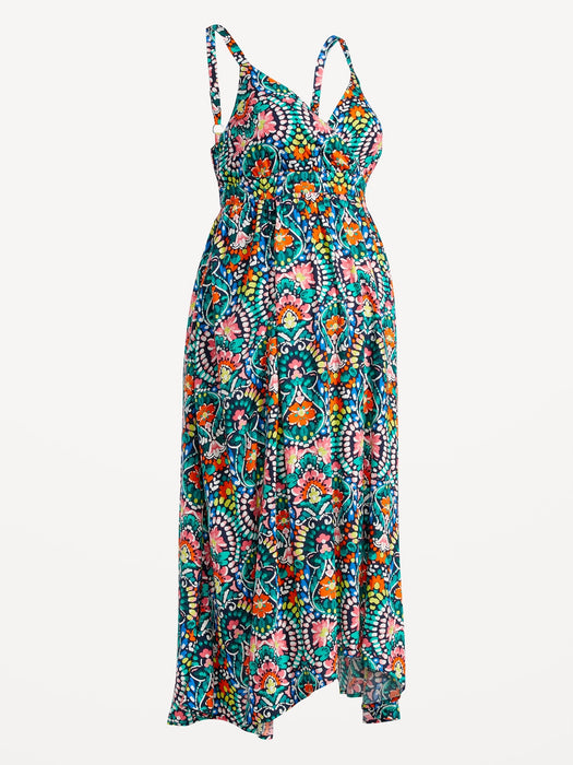 Maternity Waist-Defined Sleeveless Maxi Dress