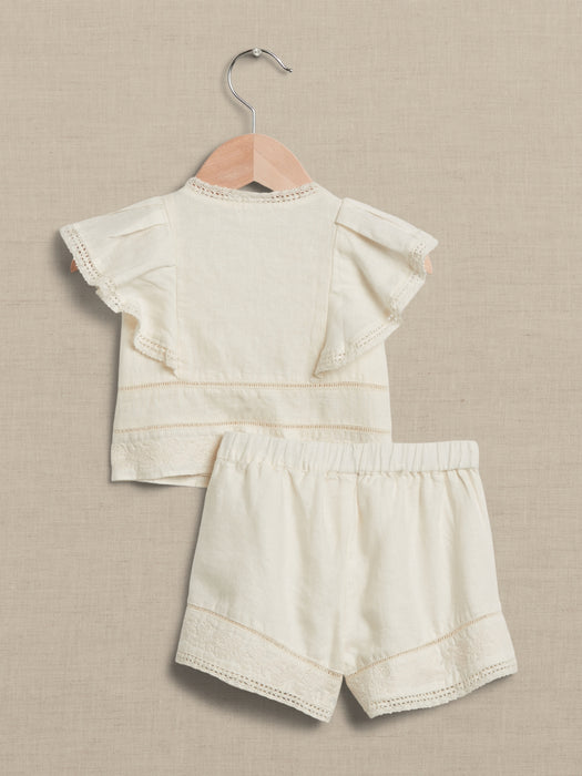 Embroidered Linen 2-Piece Set for Baby + Toddler