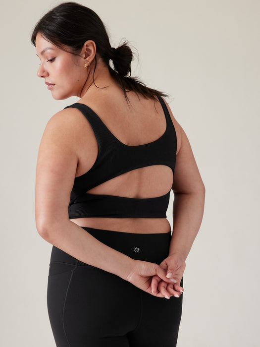 Rib Cut Out Longline Bra D&#45DD