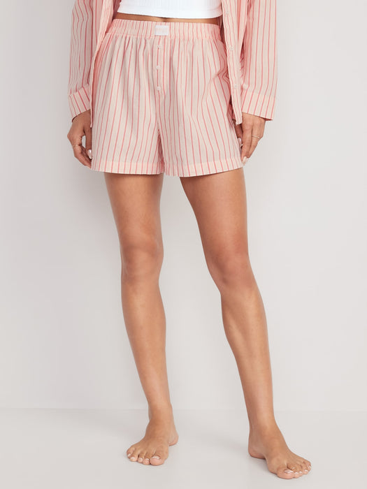 High-Waisted Printed Poplin Pajama Shorts for Women -- 3.5-inch inseam