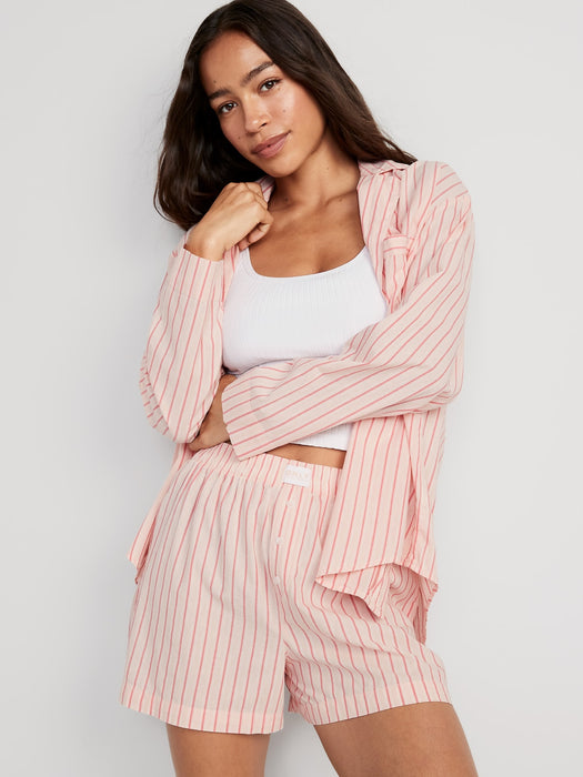 High-Waisted Printed Poplin Pajama Shorts for Women -- 3.5-inch inseam