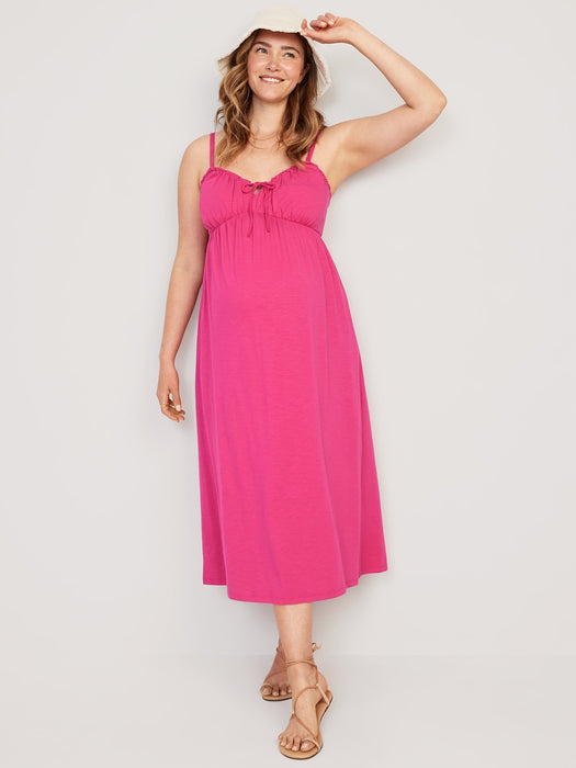 Maternity Fit & Flare Sleeveless Slub-Knit Midi Dress