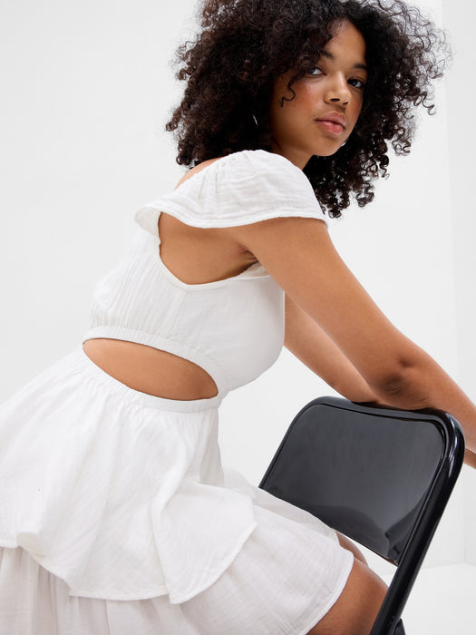 PROJECT GAP Side Cutout Ruffle Hem Mini Dress