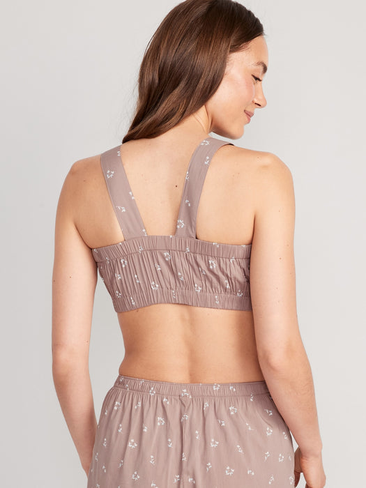 Sleeveless Button-Front Bralette Pajama Top for Women