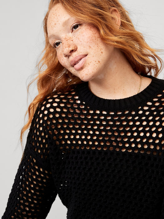 Open-Stitch Pullover Sweater for Women