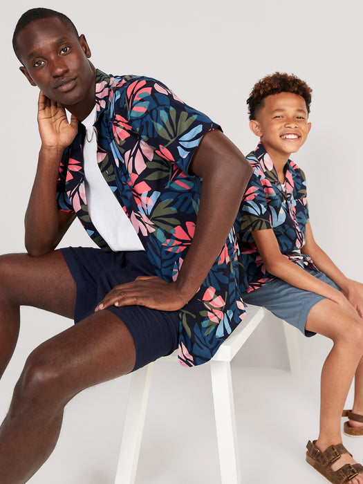 Printed Linen-Blend Shirt & Shorts Set for Toddler Boys