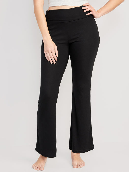 Mid-Rise UltraLite Foldover-Waist Flare Lounge Pants for Women