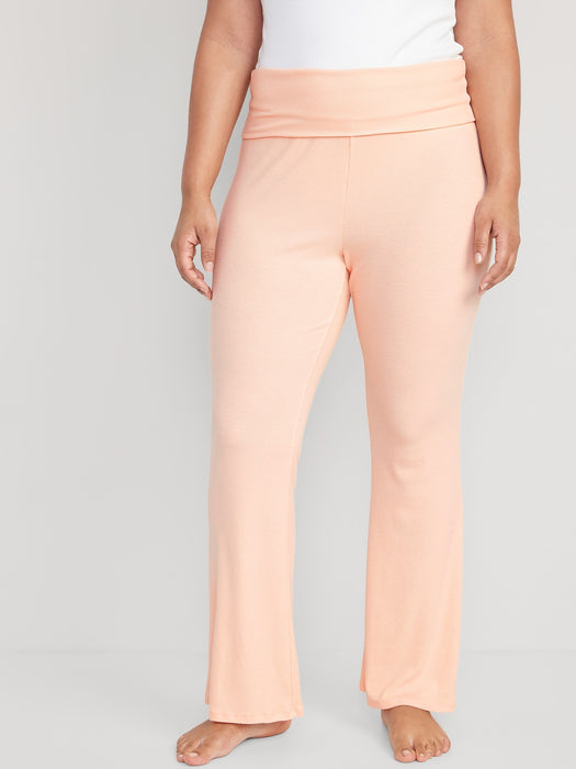 Mid-Rise UltraLite Foldover-Waist Flare Lounge Pants for Women