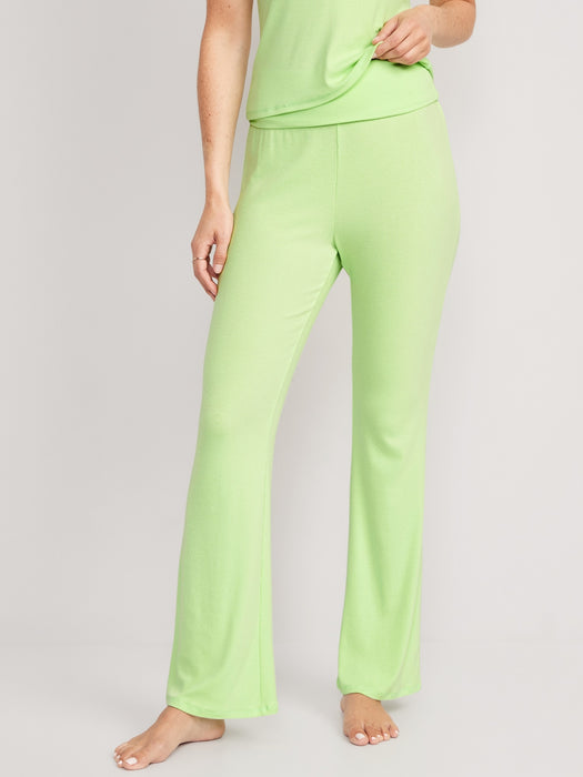 Mid-Rise UltraLite Foldover-Waist Flare Lounge Pants for Women