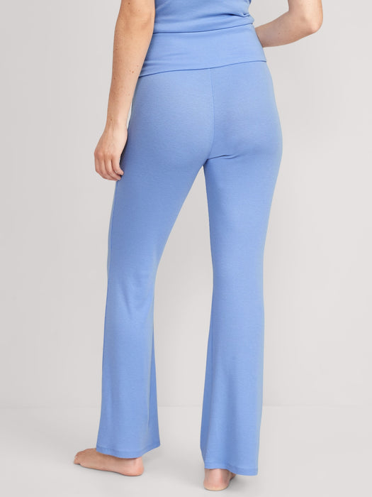 Mid-Rise UltraLite Foldover-Waist Flare Lounge Pants for Women