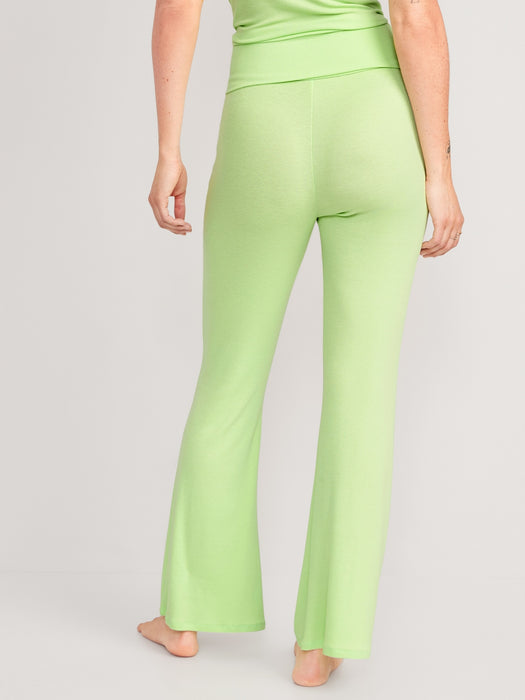 Mid-Rise UltraLite Foldover-Waist Flare Lounge Pants for Women