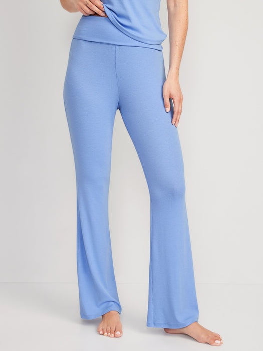 Mid-Rise UltraLite Foldover-Waist Flare Lounge Pants for Women