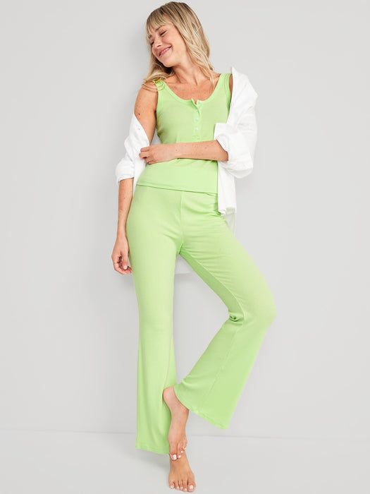 Mid-Rise UltraLite Foldover-Waist Flare Lounge Pants for Women