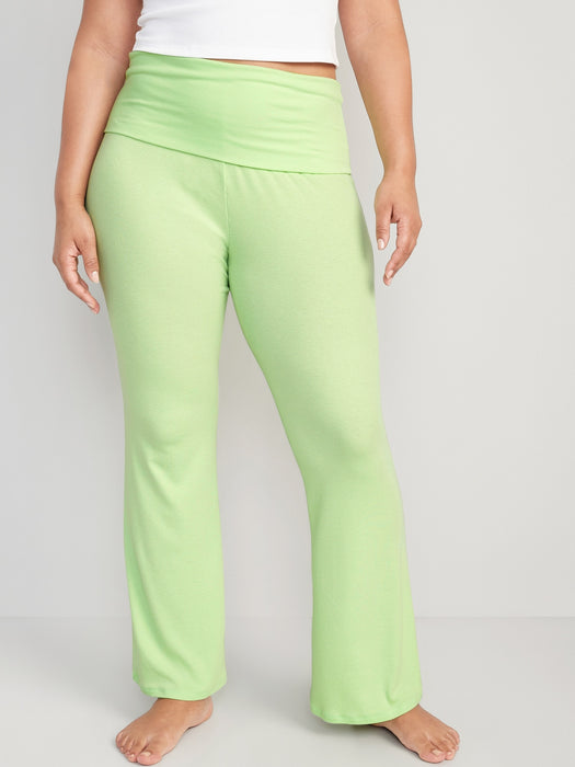Mid-Rise UltraLite Foldover-Waist Flare Lounge Pants for Women