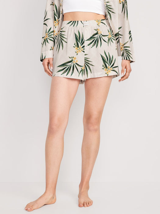 High-Waisted Printed Poplin Pajama Shorts -- 3.5-inch inseam