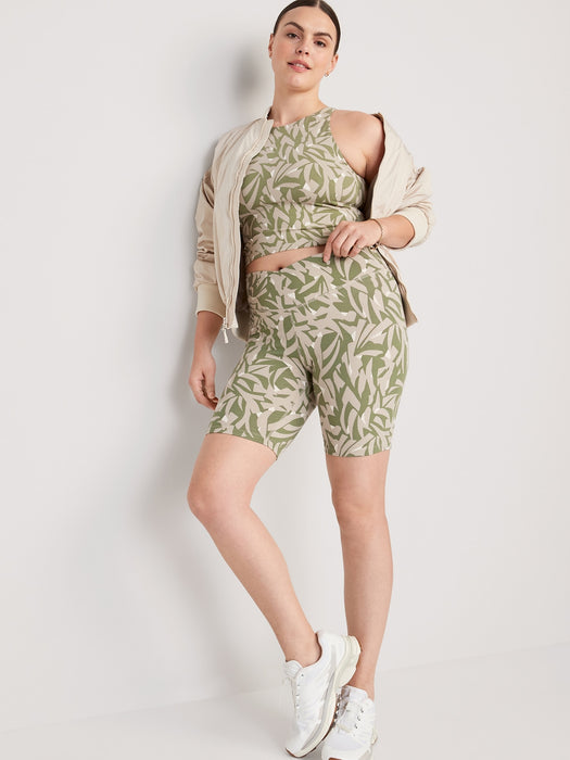 Extra High-Waisted PowerChill Crossover Hidden-Pocket Biker Shorts for Women -- 8-inch inseam