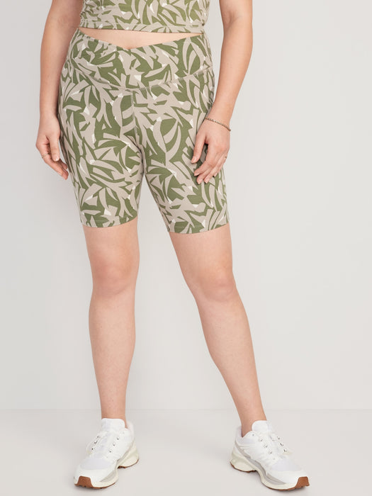 Extra High-Waisted PowerChill Crossover Hidden-Pocket Biker Shorts for Women -- 8-inch inseam