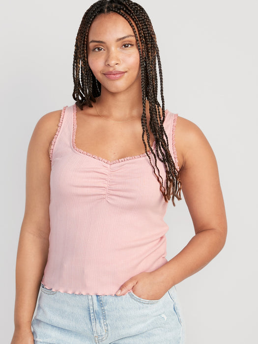 Rib-Knit Lettuce-Edge Cami Top for Women