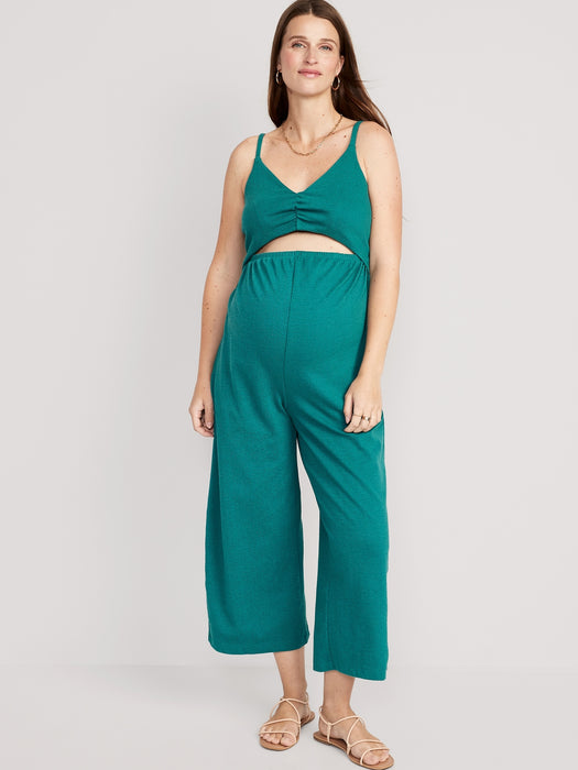Maternity Sleeveless Textured Wide-Leg Jumpsuit