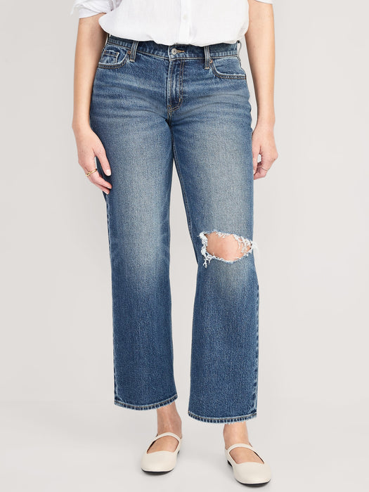 Mid-Rise Boyfriend Loose Jeans