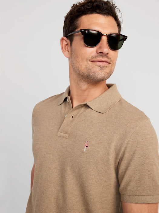 Embroidered Classic Fit Pique Polo for Men