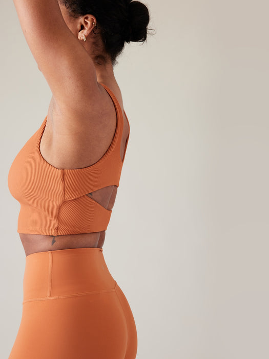 Rib Cut Out Longline Bra D&#45DD