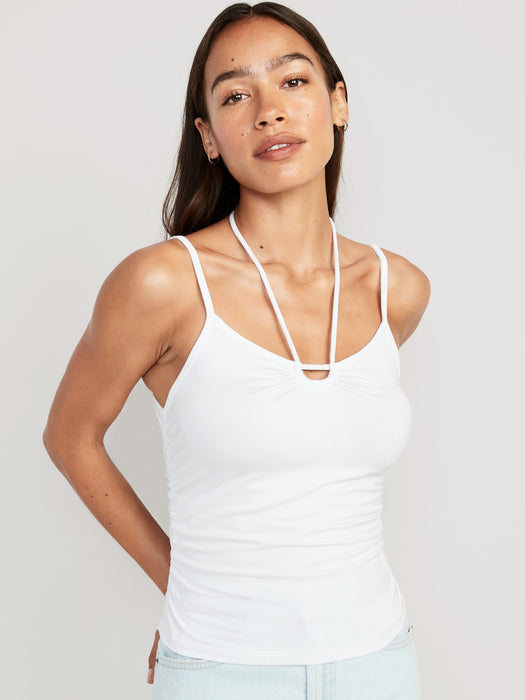 Fitted Sleeveless Tie-Front Top for Women