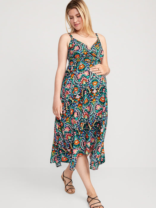 Maternity Waist-Defined Sleeveless Maxi Dress