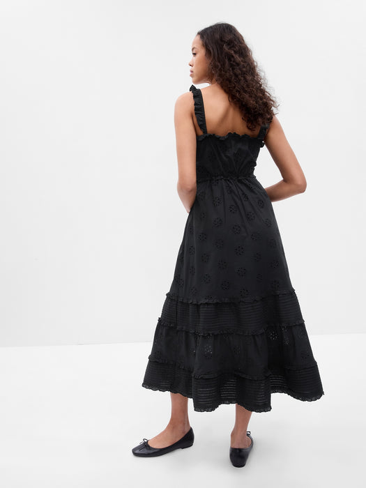 Ruffle Hem Eyelet Maxi Dress