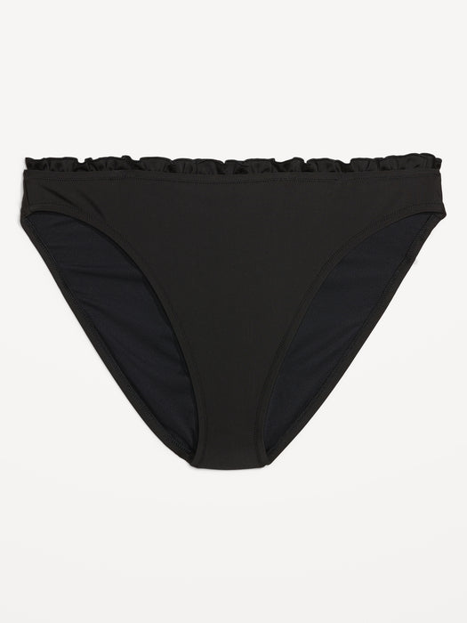 Mid-Rise Ruffle-Trim Bikini Swim Bottoms