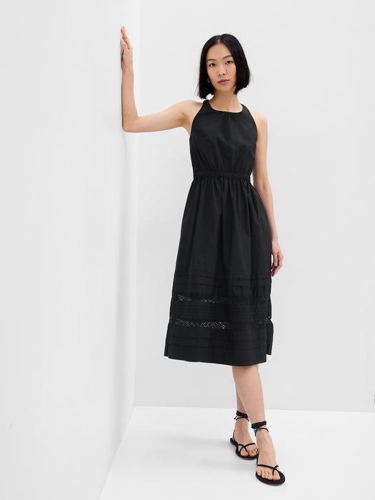 Lace Cross-Back Midi Dress