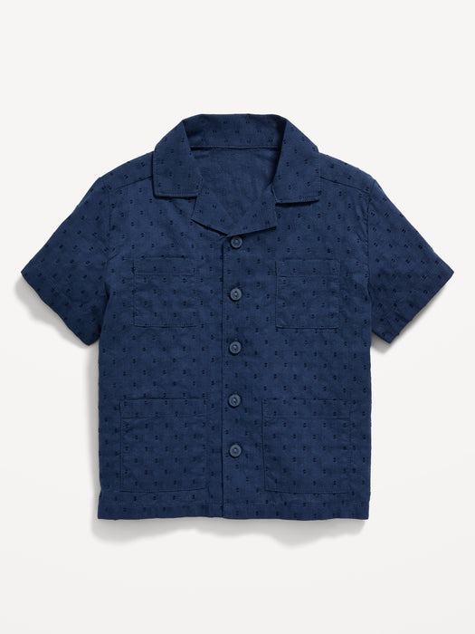 Short-Sleeve Clip-Dot Pocket Shirt for Toddler Boys
