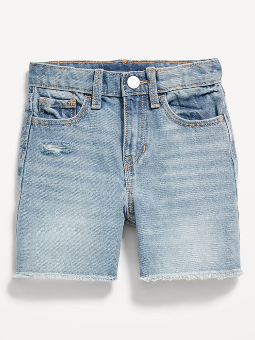 Slouchy Straight Ripped Jean Cut-Off Midi Shorts for Toddler Girls