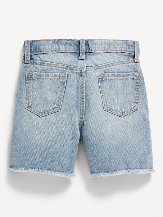 Slouchy Straight Ripped Jean Cut-Off Midi Shorts for Toddler Girls