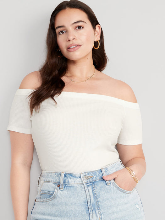 Fitted Off-The-Shoulder T-Shirt for Women