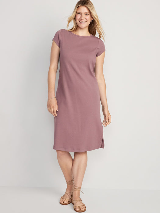 Maternity Rib-Knit Midi Nursing Dress