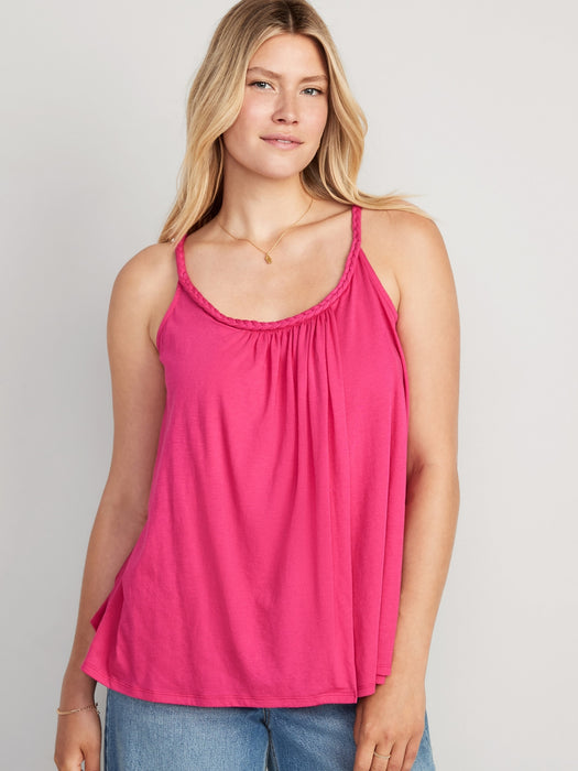 Maternity Sleeveless Braided-Strap Swing Top