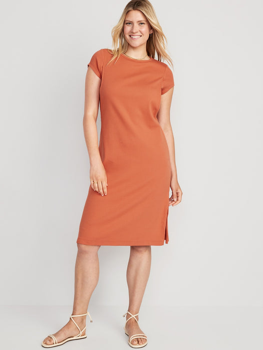 Maternity Rib-Knit Midi Nursing Dress