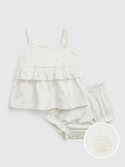 Baby Organic Cotton Birthday Cake Outfit Set