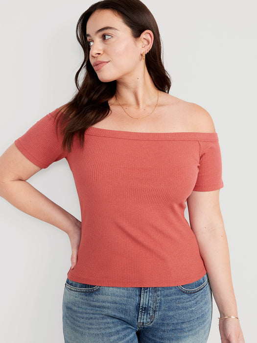 Fitted Off-The-Shoulder T-Shirt for Women