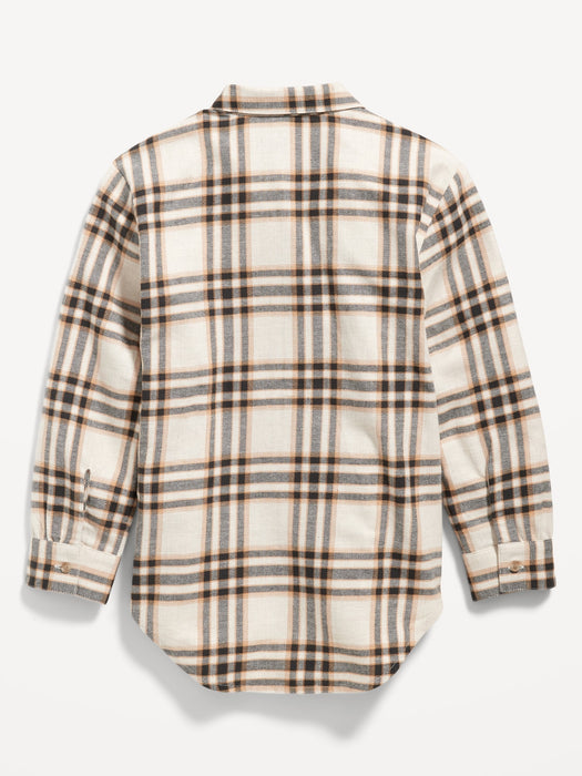 Cozy Long-Sleeve Button-Front Plaid Tunic Shirt for Girls