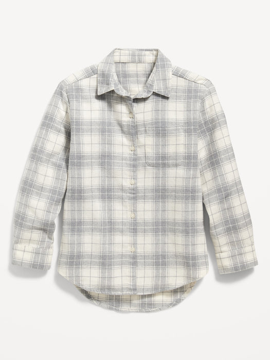 Cozy Long-Sleeve Button-Front Plaid Tunic Shirt for Girls