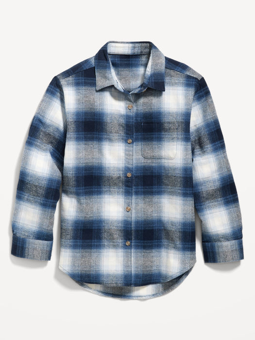 Cozy Long-Sleeve Button-Front Plaid Tunic Shirt for Girls