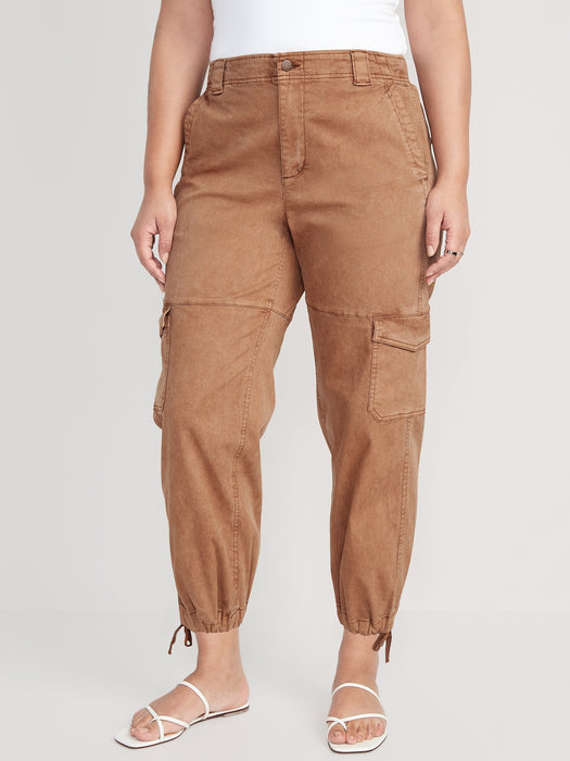 High-Waisted Barrel-Leg Cargo Ankle Pants for Women