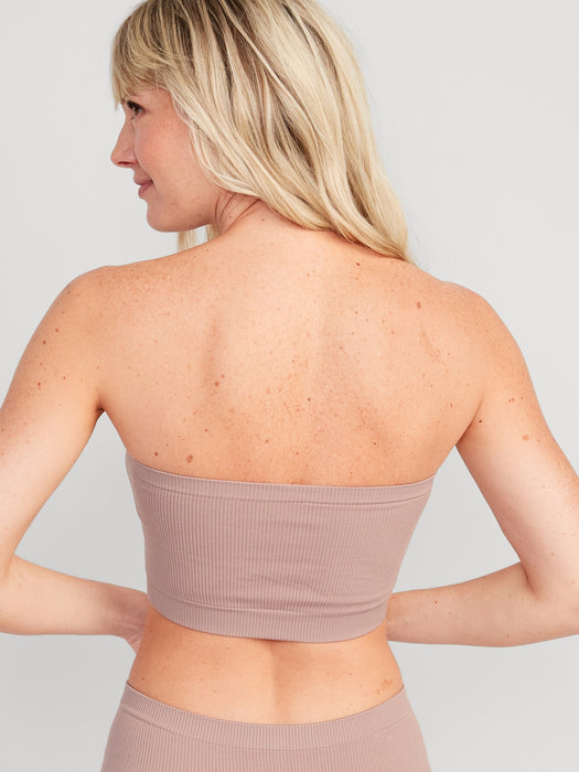 Rib-Knit Seamless Bandeau Bralette