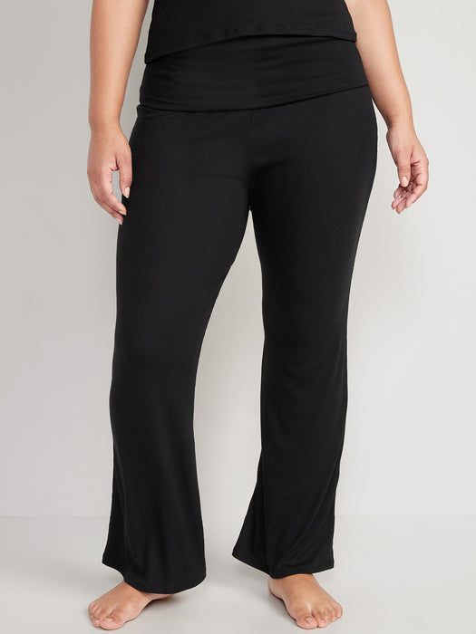 Mid-Rise UltraLite Foldover-Waist Flare Lounge Pants for Women