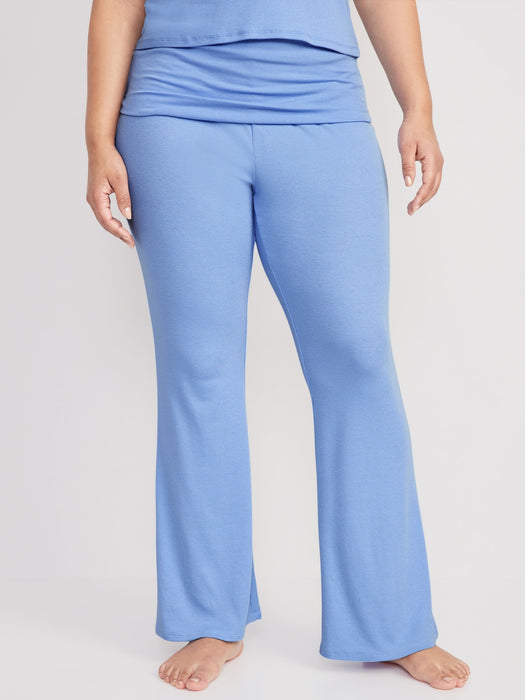 Mid-Rise UltraLite Foldover-Waist Flare Lounge Pants for Women