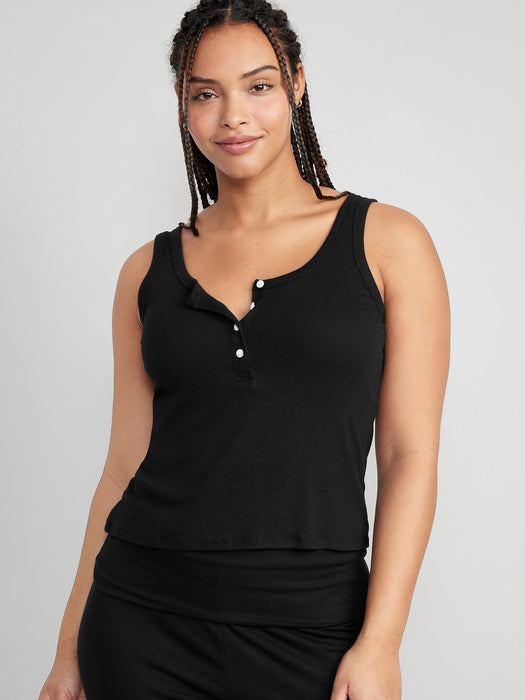 UltraLite Rib-Knit Henley Lounge Tank Top for Women