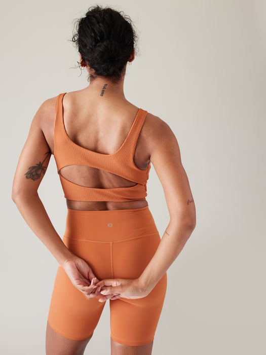 Rib Cut Out Longline Bra D&#45DD