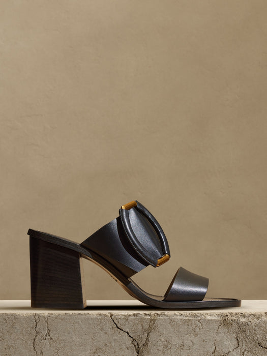 Ravello Leather Mid-Heel Sandal